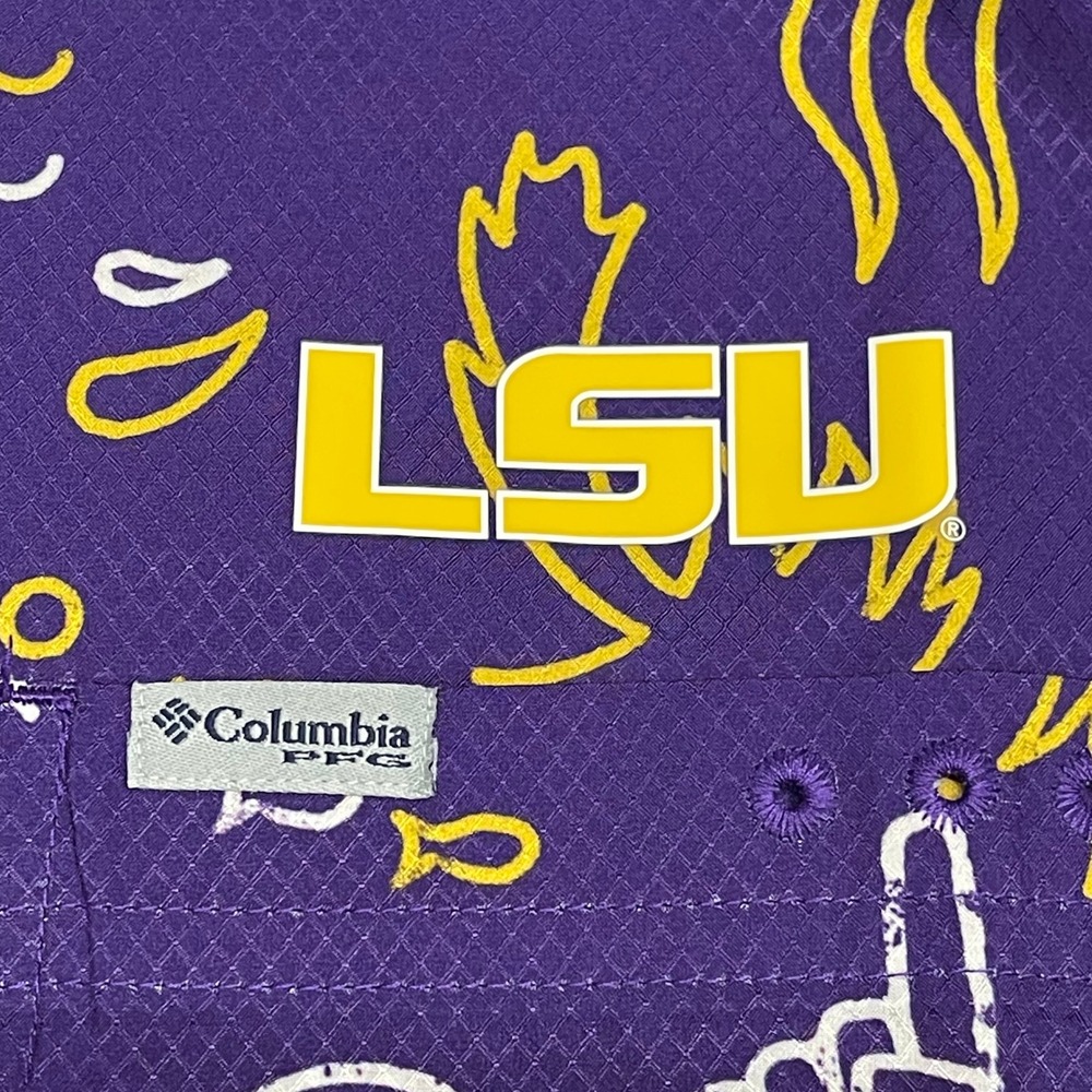 LSU Tigers Shirt Mens Large Purple Columbia PFG Super Slack Tide Vented NCAA - Picture 3 of 14